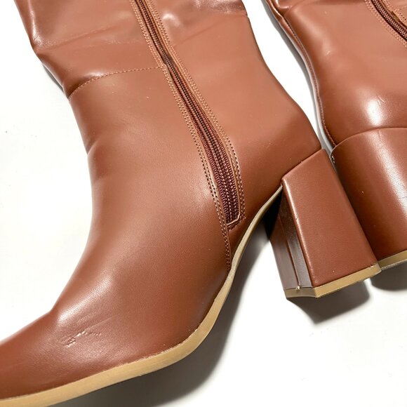 A New Day Eve Riding Block Heel Faux Leather Boots - Picture 4 of 16